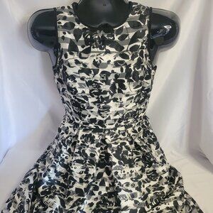 Roz & Ali Black/White Floral Sleeveless Dress (Size 4)